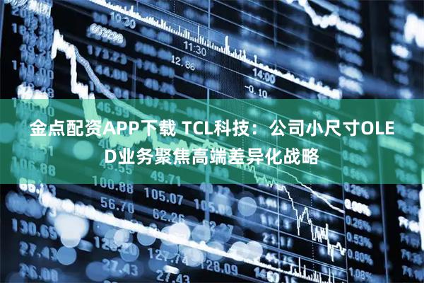 金点配资APP下载 TCL科技：公司小尺寸OLED业务聚焦高端差异化战略